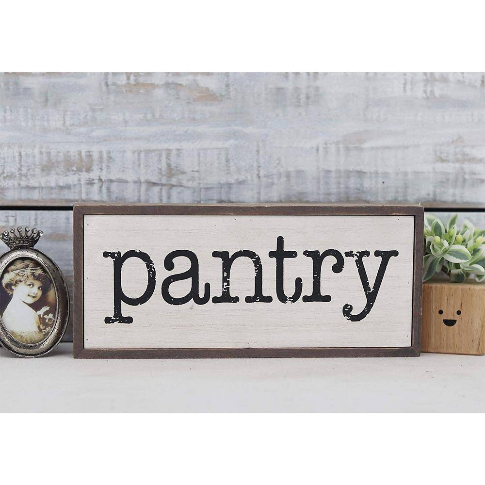 Parisloft Pantry Rustic Wood Block Sign, Small Farmhouse Tabletop Decor for Kitchen