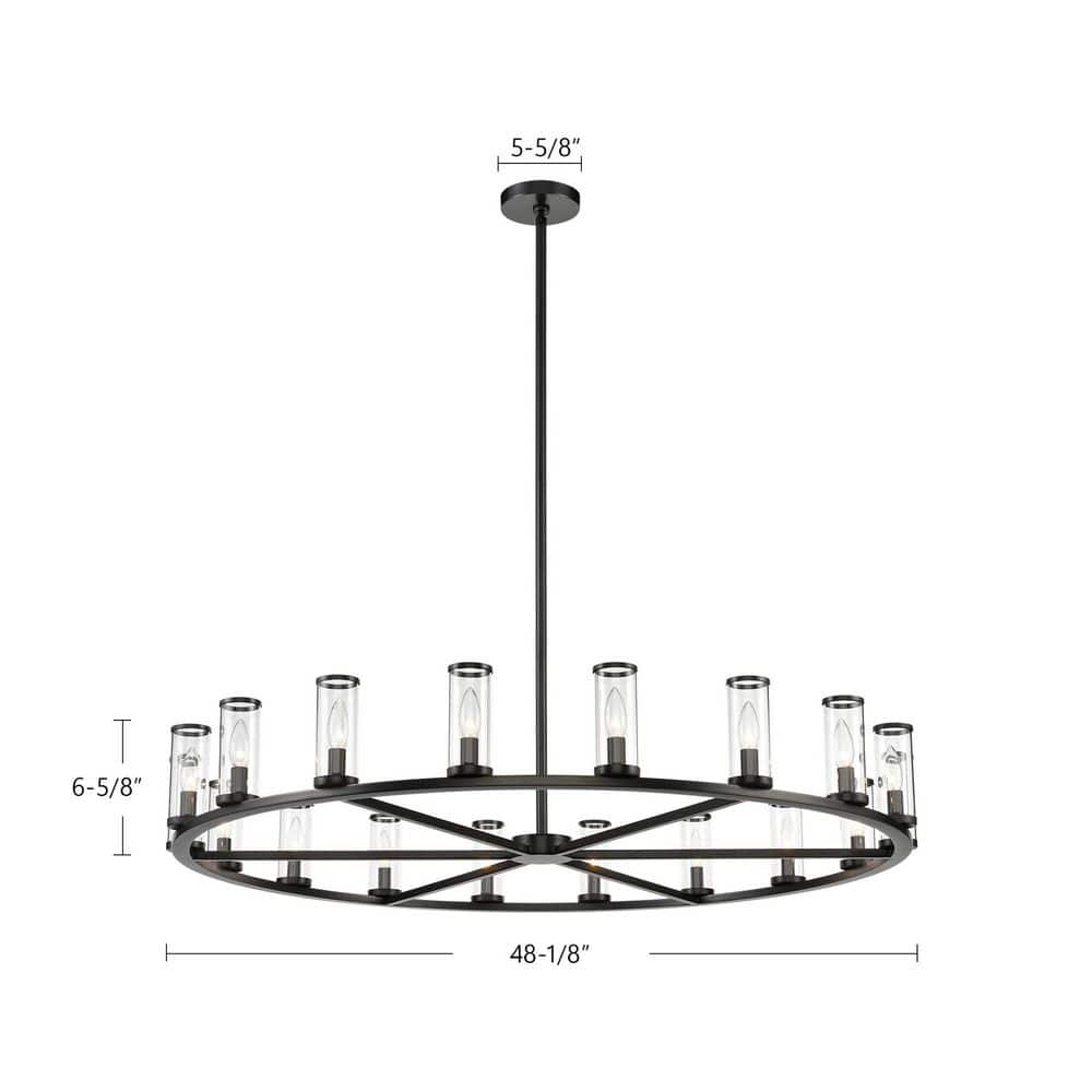 Polished Nickel and Crystal 48" Candle Chandelier