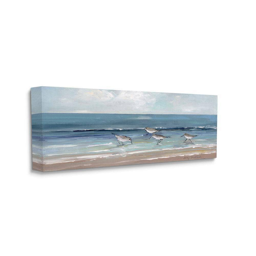 Stupell Industries Sandpipers Birds Cloudy Sky Beach Shore Painting, 24 x 10, Design by Sally Swatland