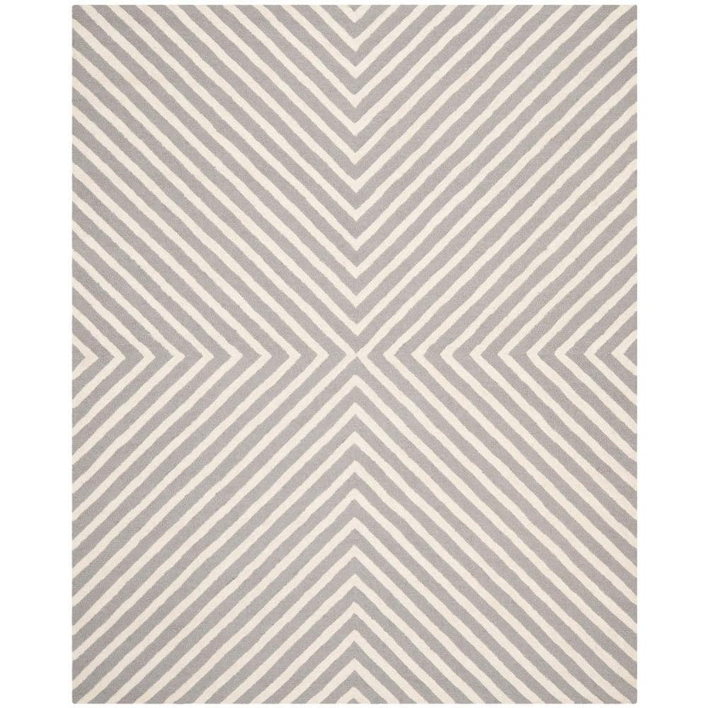Safavieh Cambridge Moroccan 8 x 10 (ft) Tufted Wool Silver/Ivory Rectangular Indoor Geometric Area rug