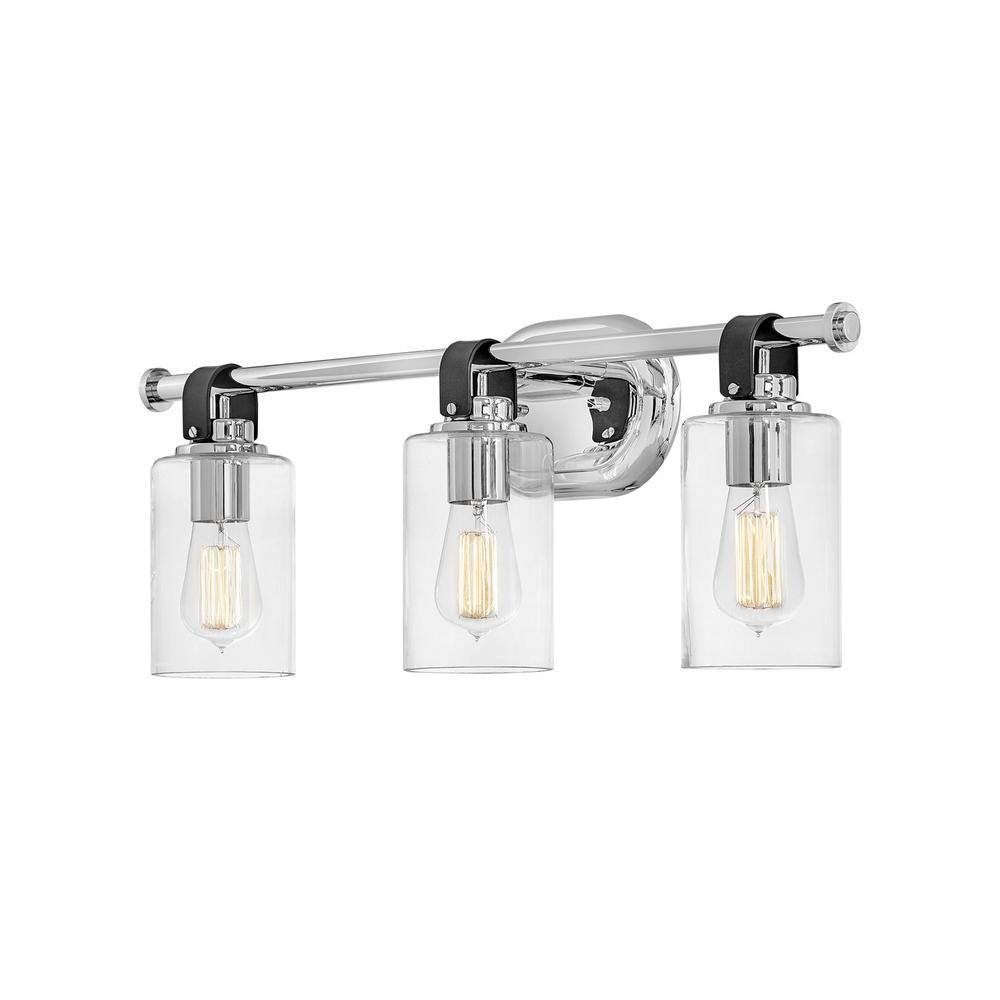 Halstead Chrome 3-Light Vanity with Clear Glass Shades