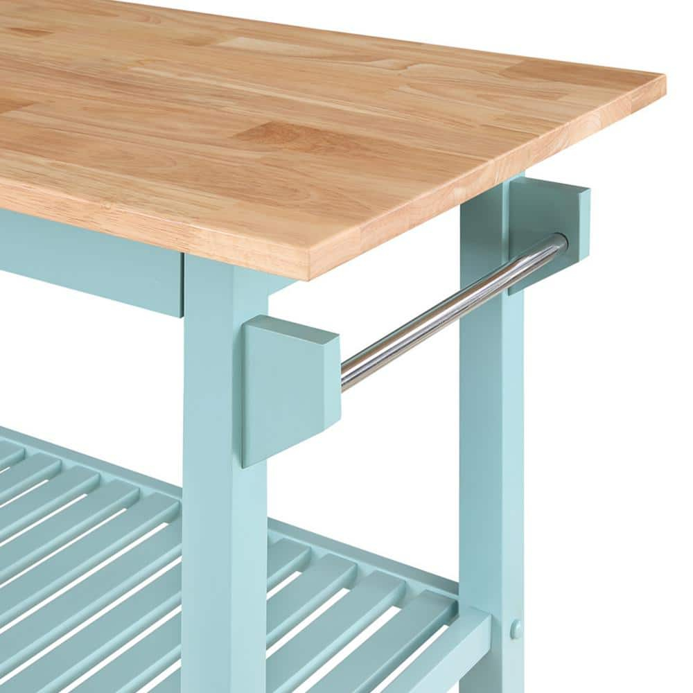 Convenience Concepts Kitchen Islands with Drawers, Rubberwood LVL Blue, 40 in