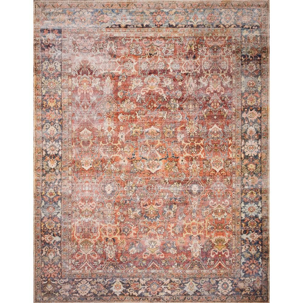 Layla Red and Marine Polyester Runner Rug