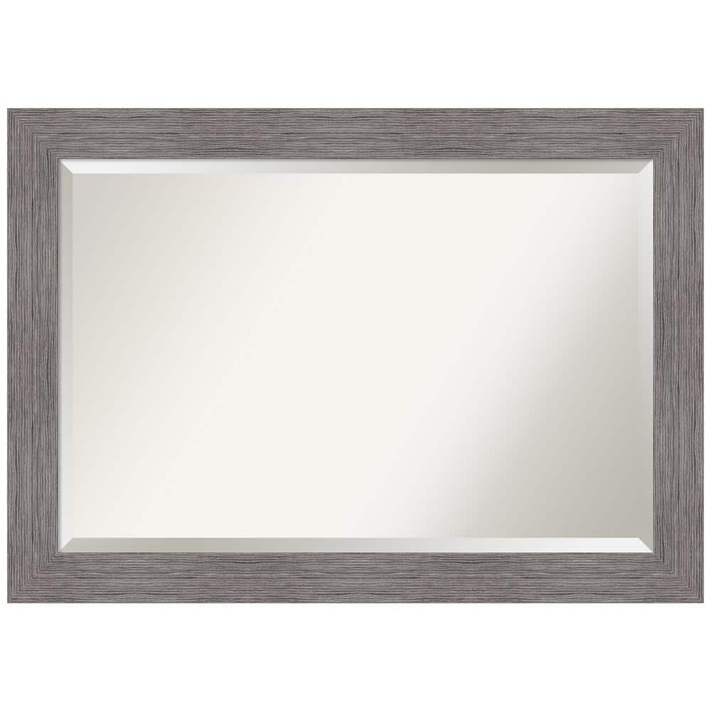 Pinstripe Plank Grey Rectangular Vanity Wall Mirror 42"x30"