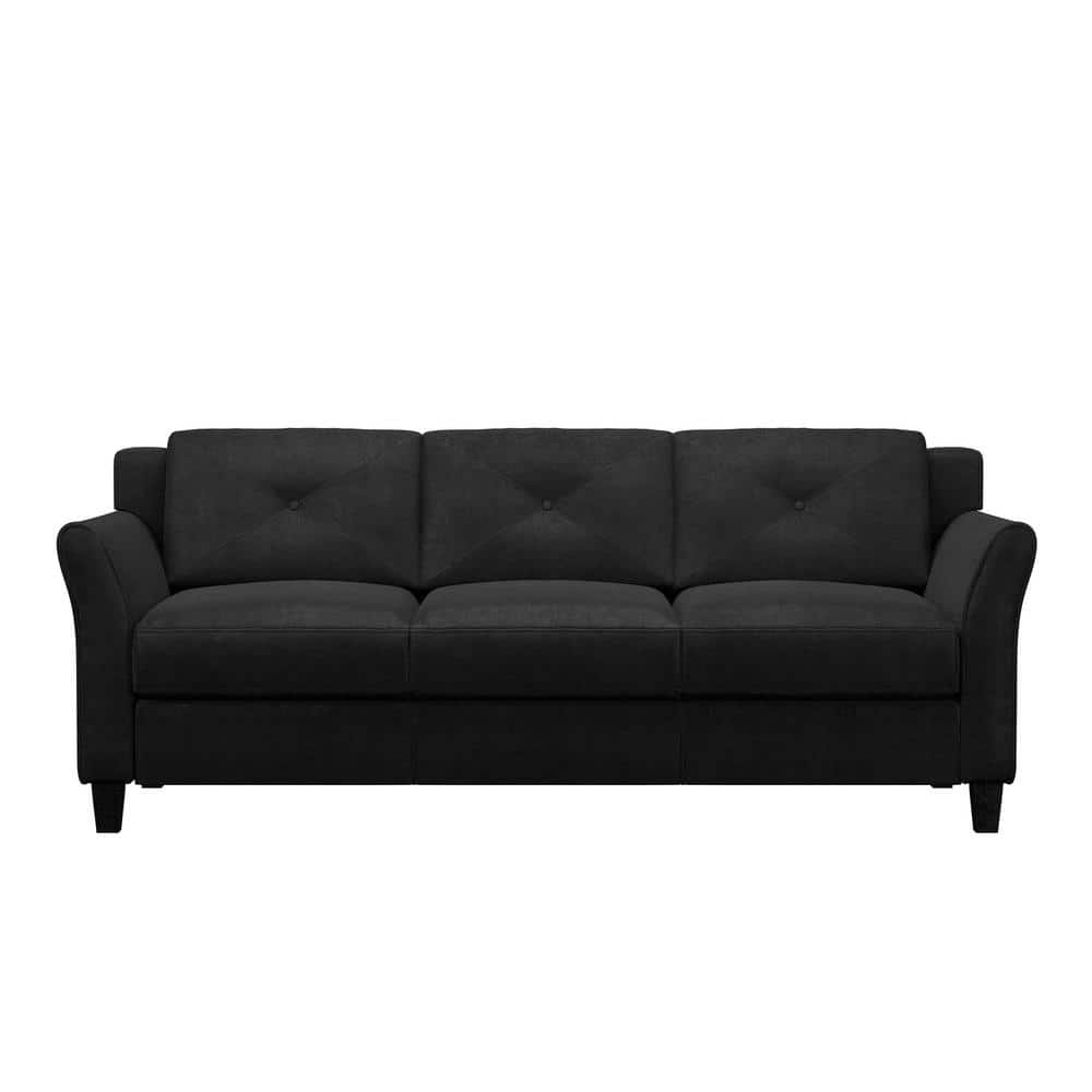 LifeStyle Solutions Hartford Modern Microfiber Sofa in Black