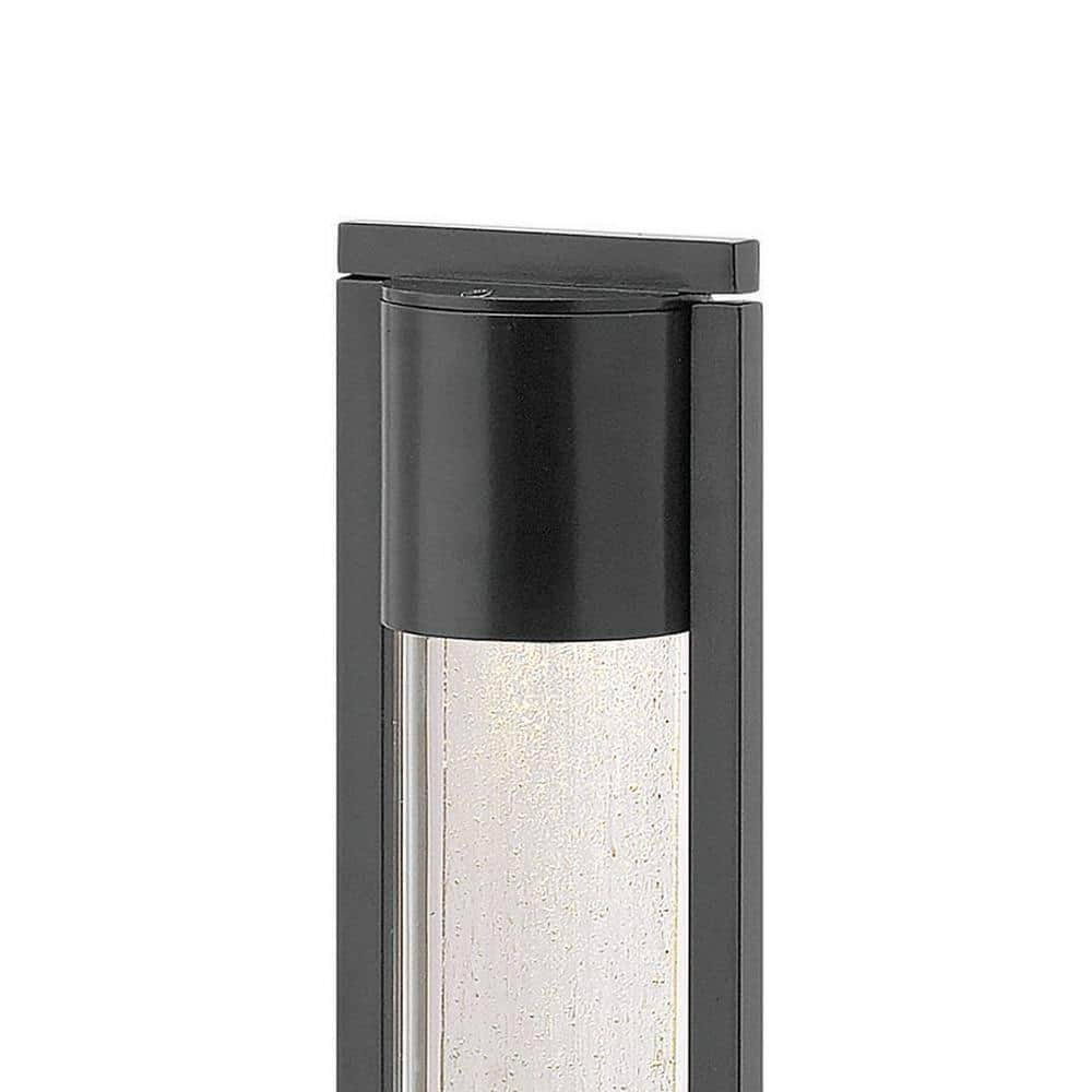 Sleek Black LED Landscape Bollard with Clear Acrylic & Seedy Glass