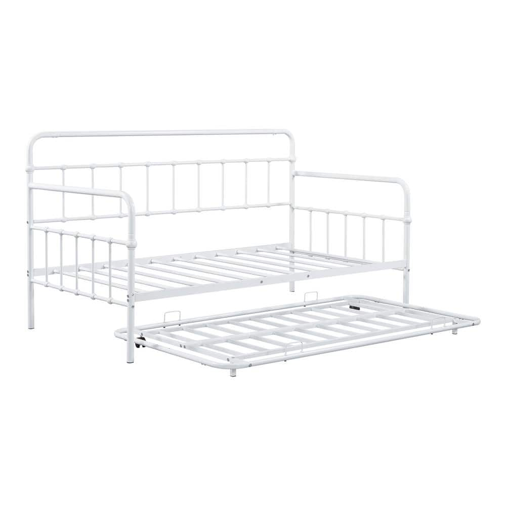 Furniture of America Choste Metal 2-Piece Twin Daybed with Trundle Set up to 200 lbs, White