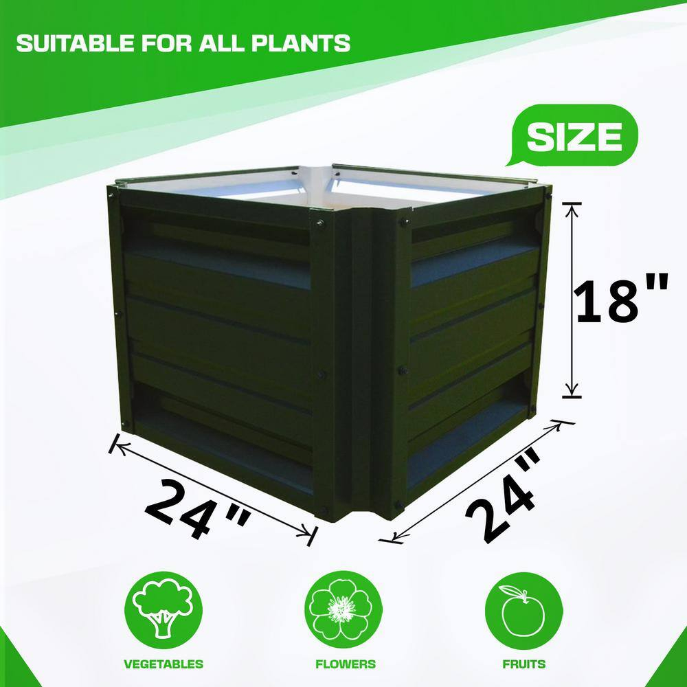 24 inch Square Charcoal Galvanized Steel Planter Box
