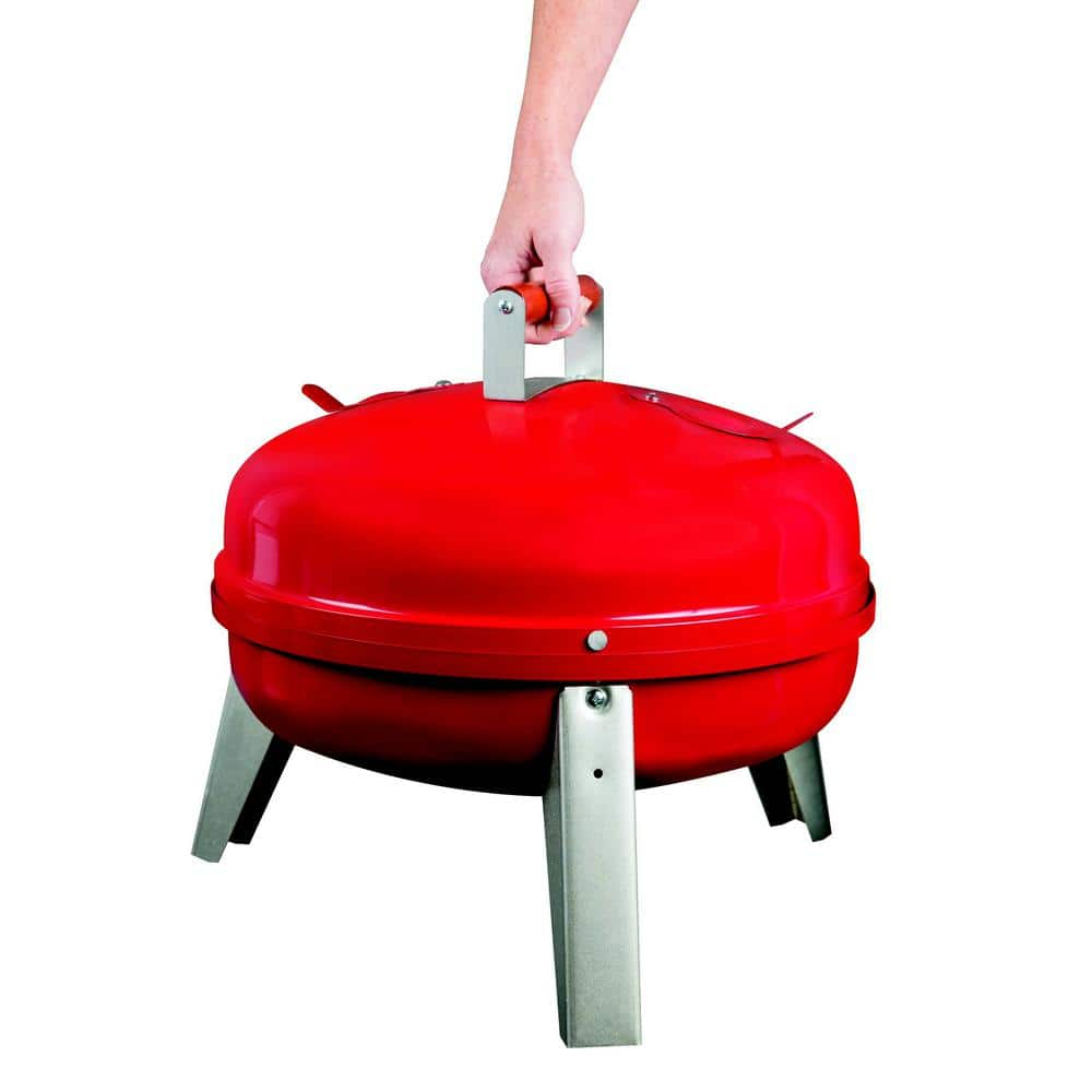 The Wherever Portable Dual Fuel Electric and Charcoal Grill in Red