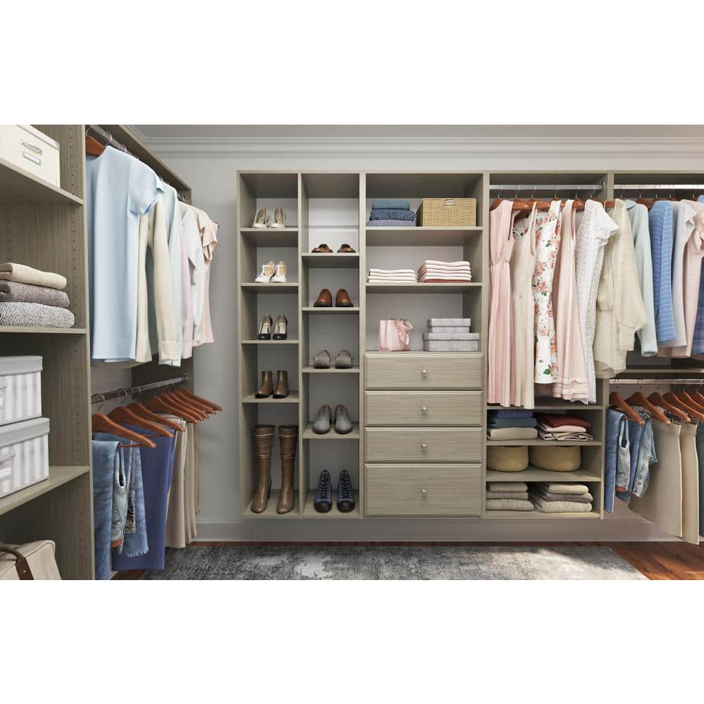 Shelves Closet Storage, 12 In-(Pack Of 4), Weathered Grey, 4 Count