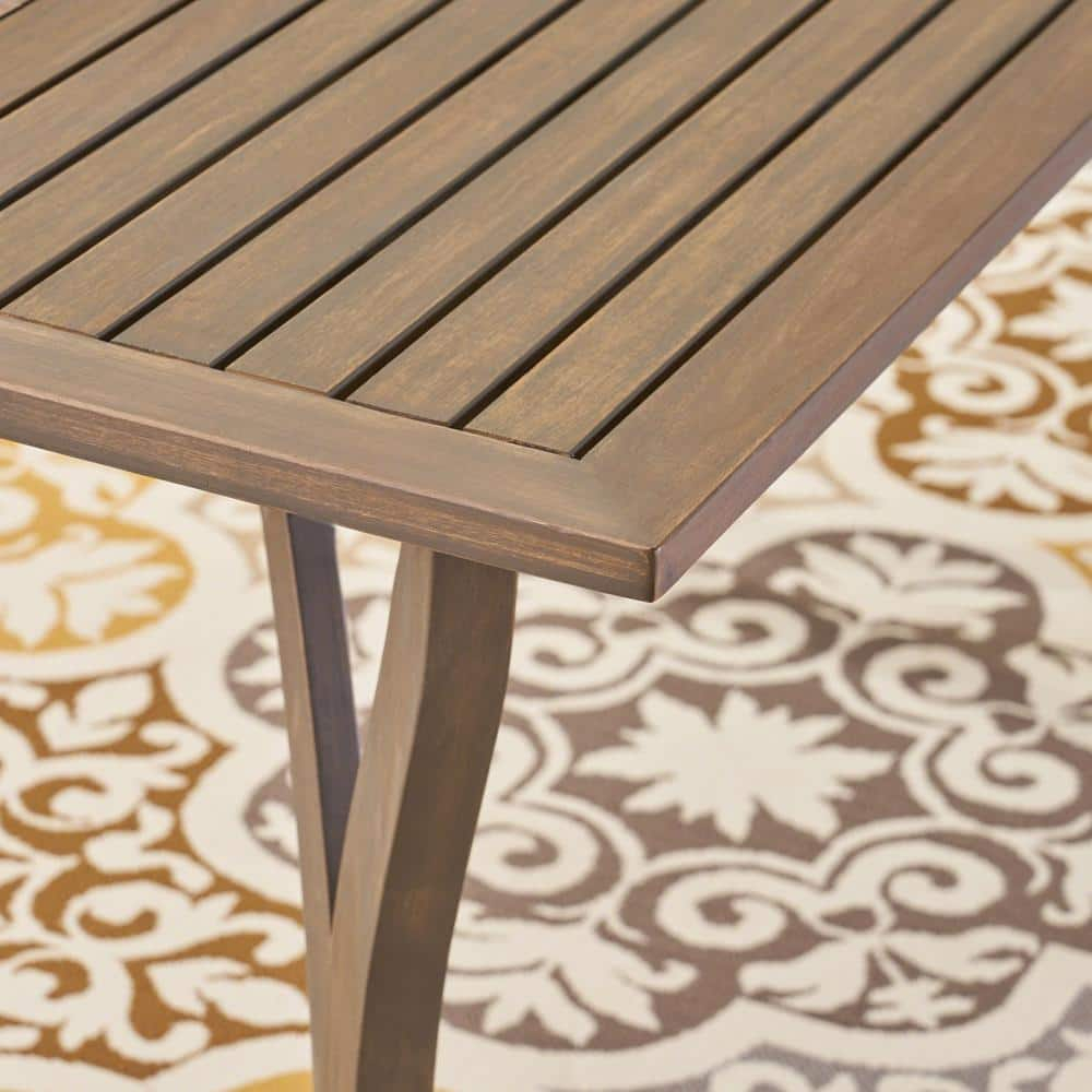 Skye Outdoor Acacia Wood Rectangular Dining Table, Gray