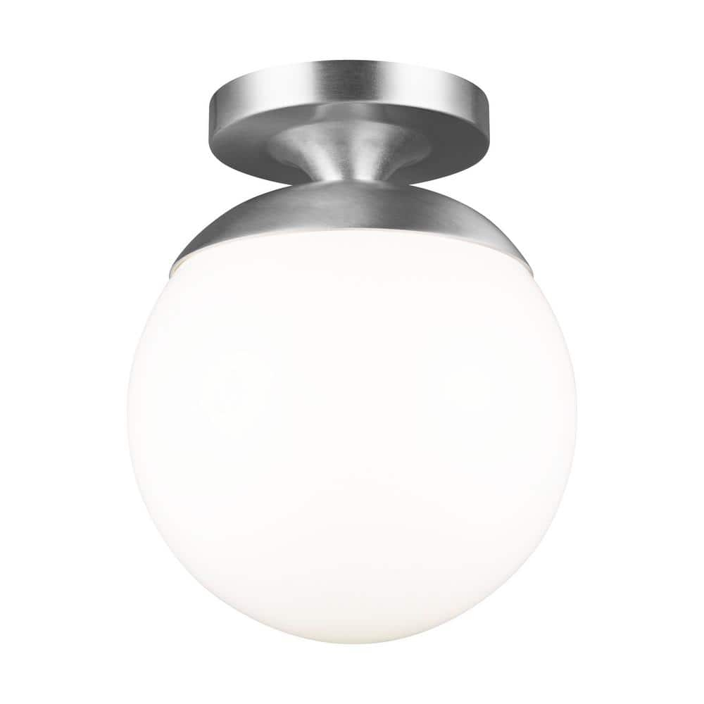 Satin Aluminum 8" Globe Semi Flush Mount Light