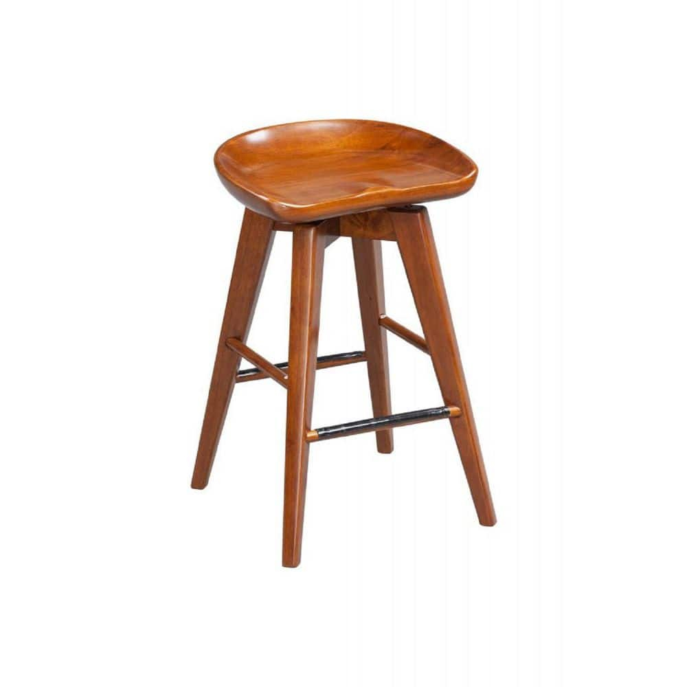 Boraam Bali 24" Backless Swivel Wood Counter Stool, Walnut Finish