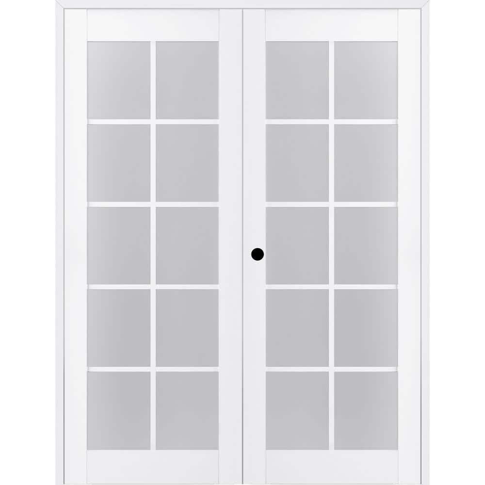 Belldinni Palladio Active 10-Lite Frosted Glass Wood Composite Double Prehung French Door