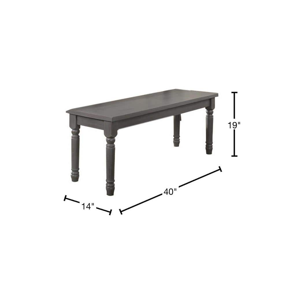Best Master Luxembourg Solid Wood Dining Bench in Rustic Gray