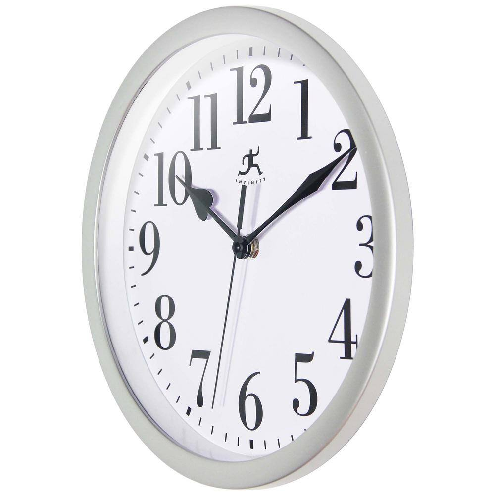 Infinity Instruments Classic Round Silver Traditional Wall Clock 9.625 Inch