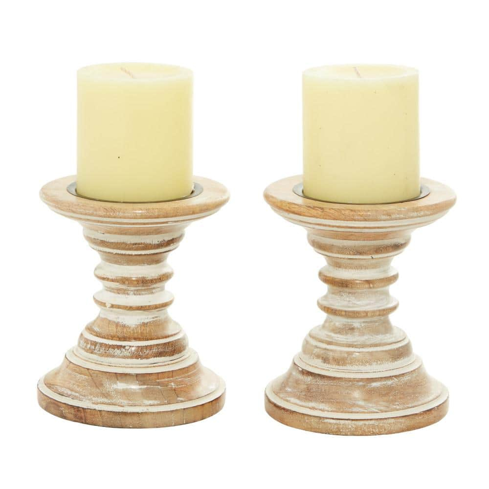 Candle Stands - Wood Candle Holder Pair