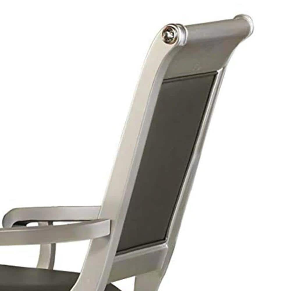 Faux Leather Upholstered Arm Chair, Gray And Silver, Set of 2