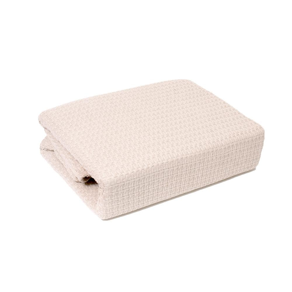 Marquis Soft Ivory Waffle Weave Twin Cotton Blanket