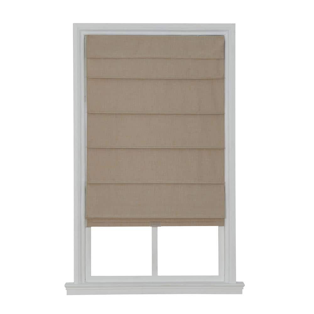 Home Basics  Cordless Blackout Fabric Roman Shades 23 inches - Linen