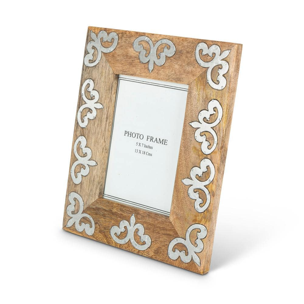 5x7 Mango Wood Frame with Metal Inlay