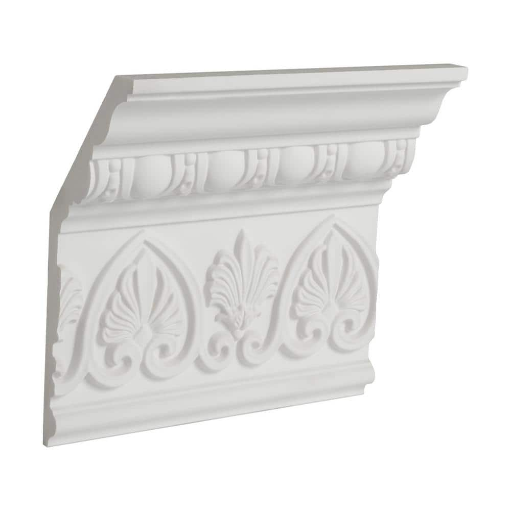 6-1/2 in x 2-1/2 in x 6 in Long Egg and Dart with Palmettes Polyurethane Crown Moulding Sample