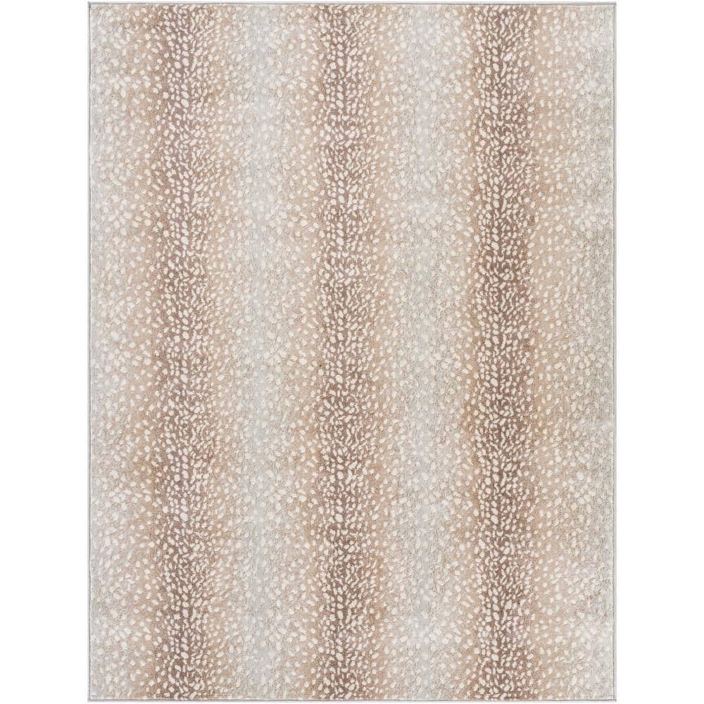 Camel and Light Gray Synthetic Antelope Print Area Rug, 5'3" x 7'1"