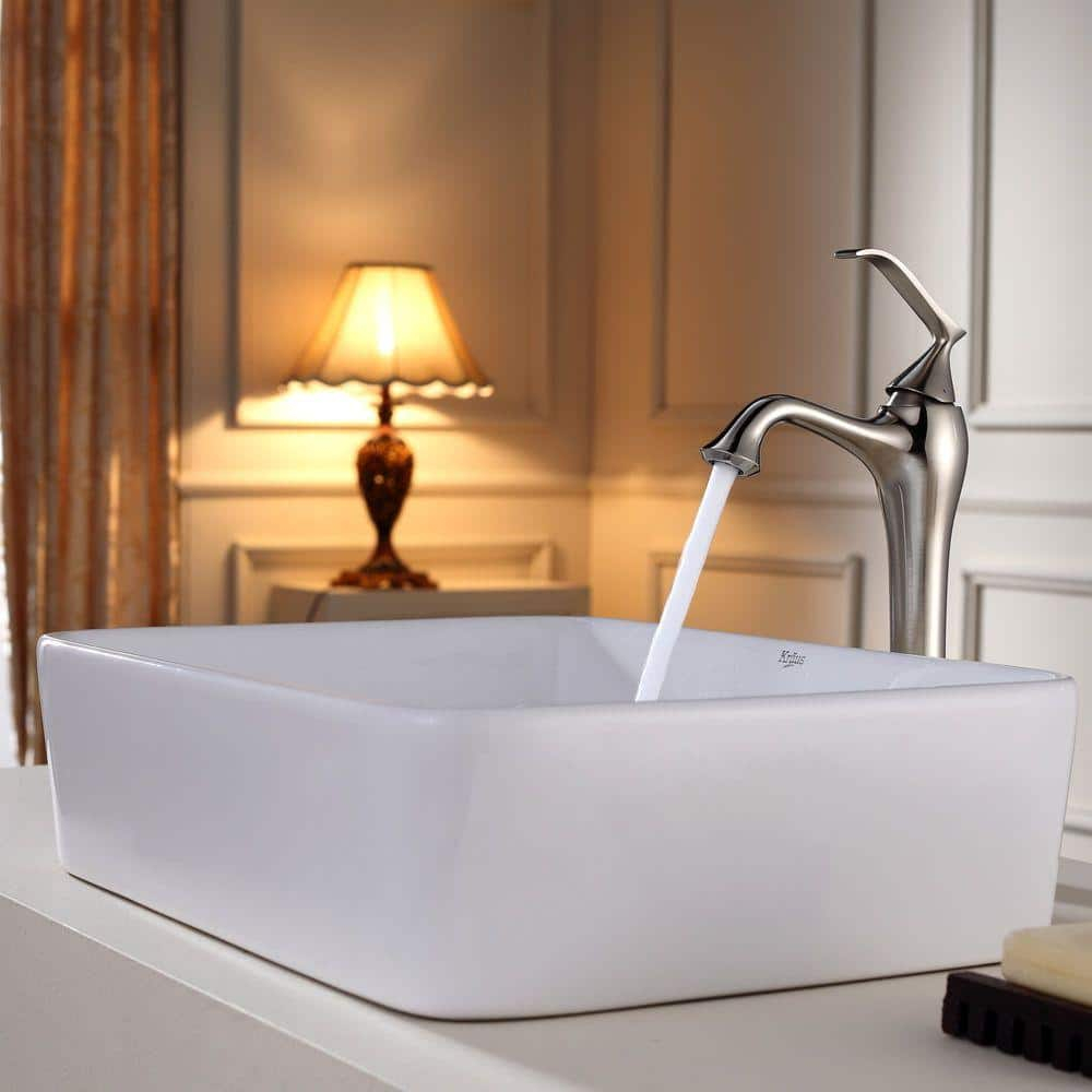 Ceramic Rectangular Vessel Bathroom Sink