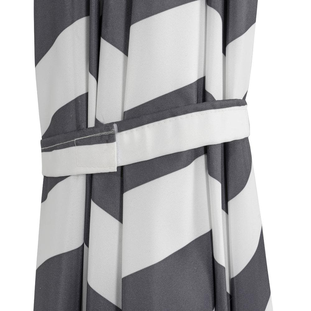 Polytrends Weller 10-foot Offset Cantilever Hanging Patio Umbrella Gray Striped