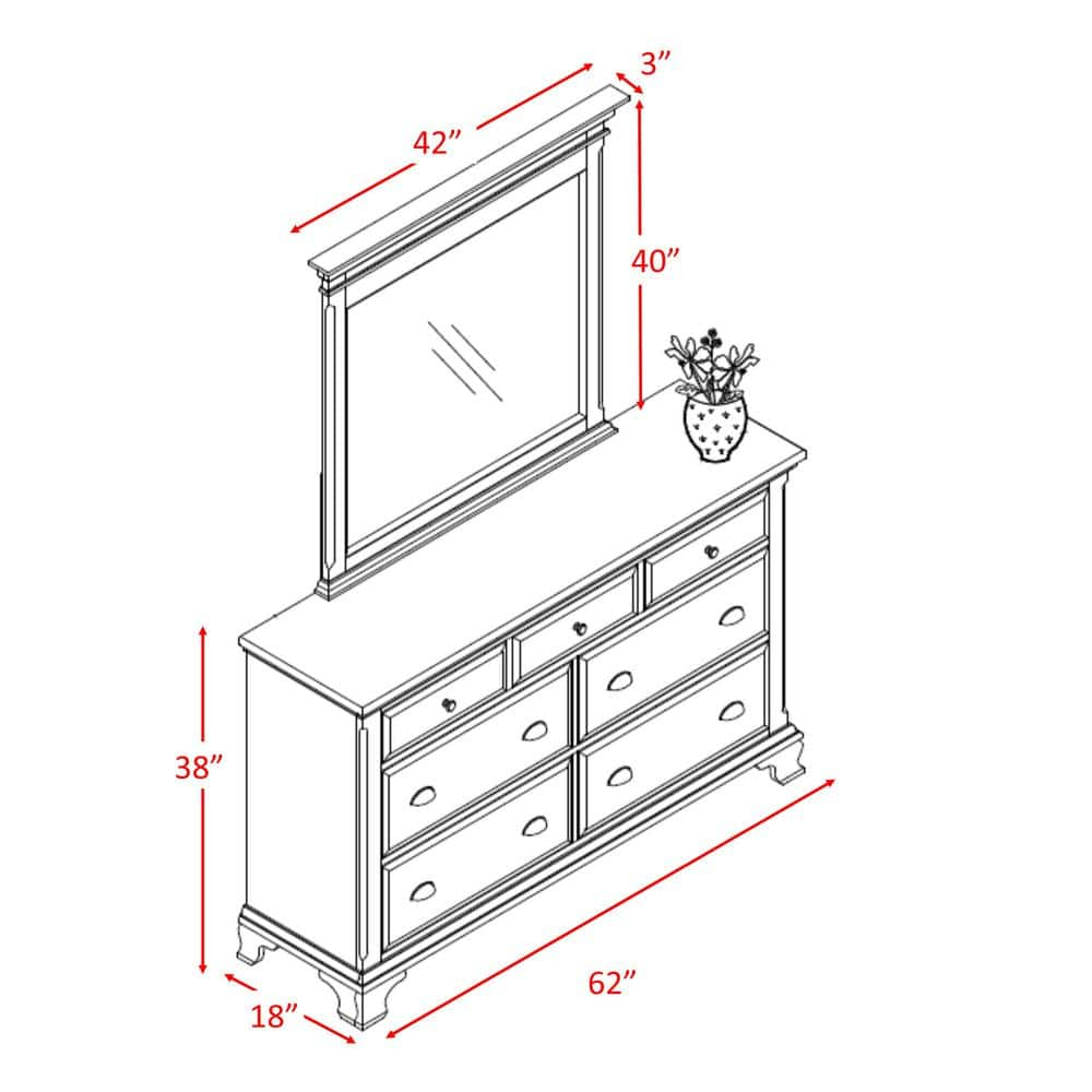 Picket House Furnishings Brinley Solid Wood Dresser with Mirror in Cherry