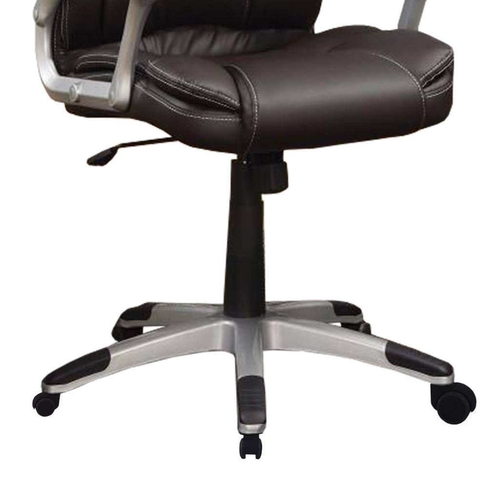 Benjara Executive High Back Leather Chair, Dark Brown-Color:Dark Brown