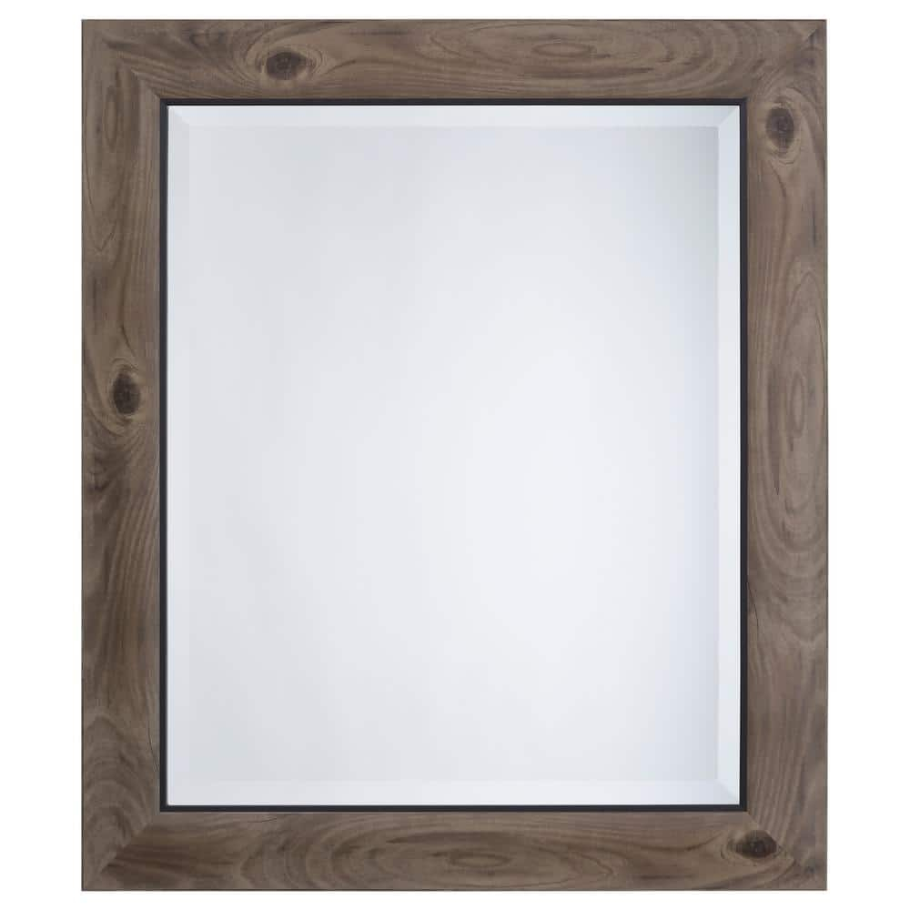 Small Gray and Black Rectangular Wood Framed Mirror