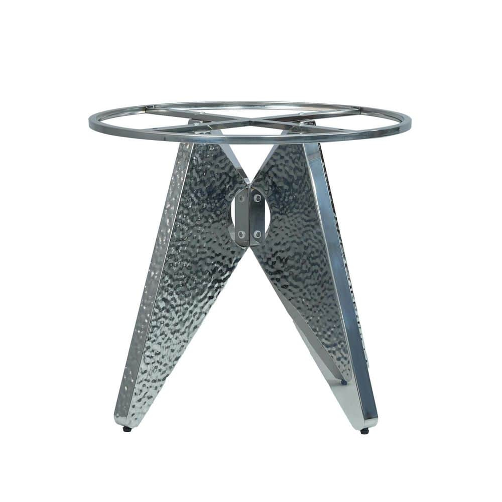 53.1 in. Black Round Sintered Stone Tabletop Silver Pedestal Base Kitchen Dining Table (Seats-6)