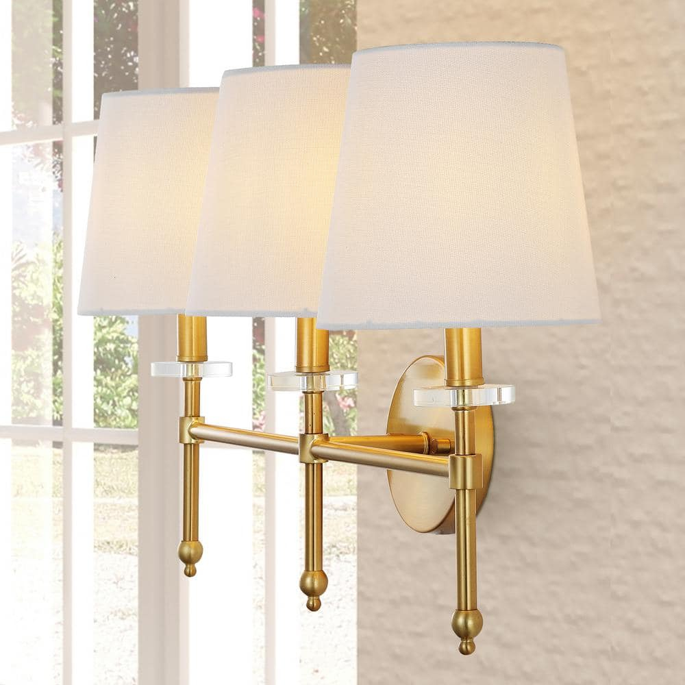 Olivia 23 in. 3-Light Brass Gold Modern Midcentury Iron LED Vanity Light