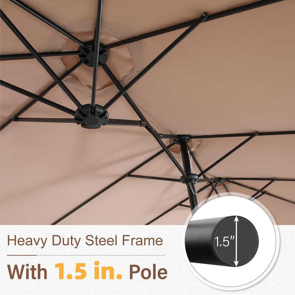 13 ft. Market No Weights Patio Umbrella 2-Side in Beige