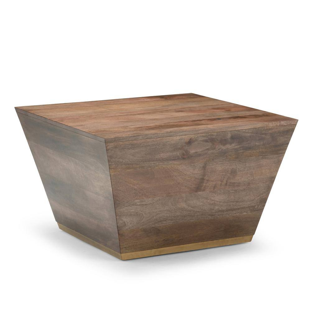 Simpli Home Abba SOLID MANGO WOOD 28 inch Wide Square Modern Coffee Table in Dark Brown, Fully Assembled
