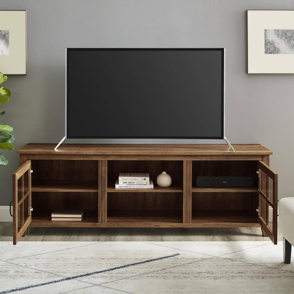 Rustic Oak 70" Farmhouse TV Stand with Cabinet