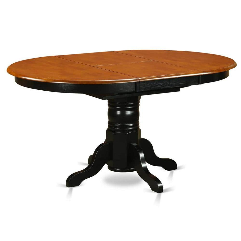 East West Furniture Avon 7-piece Wood Dining Set w/ Leather Seat in Black/Cherry