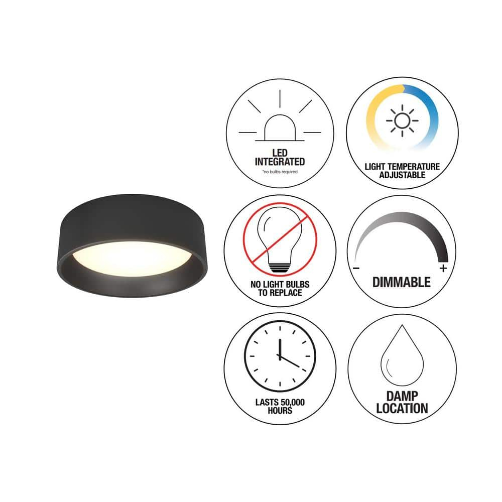 Artika Alton Ceiling Light 1 Light Integrated LED CCT Flush Mount Black