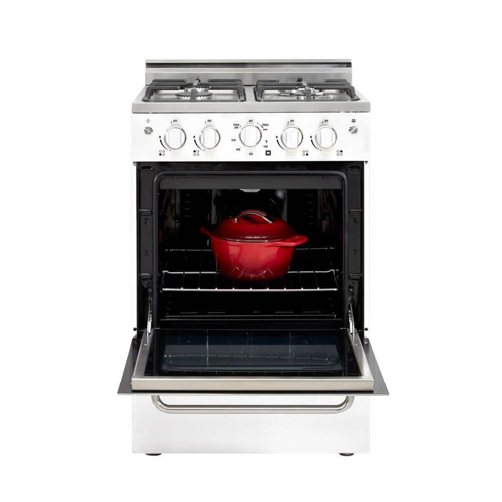Unique Prestige 24” 2.3 cu ft Double Oven Gas Range in White