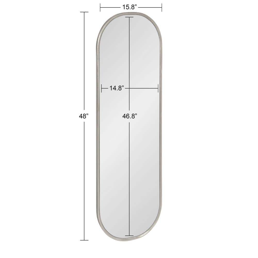 Kate and Laurel Caskill Modern Capsule Panel Mirror, 16 x 48, Silver, Decorative Oval Full Length Accent Mirror for Wall