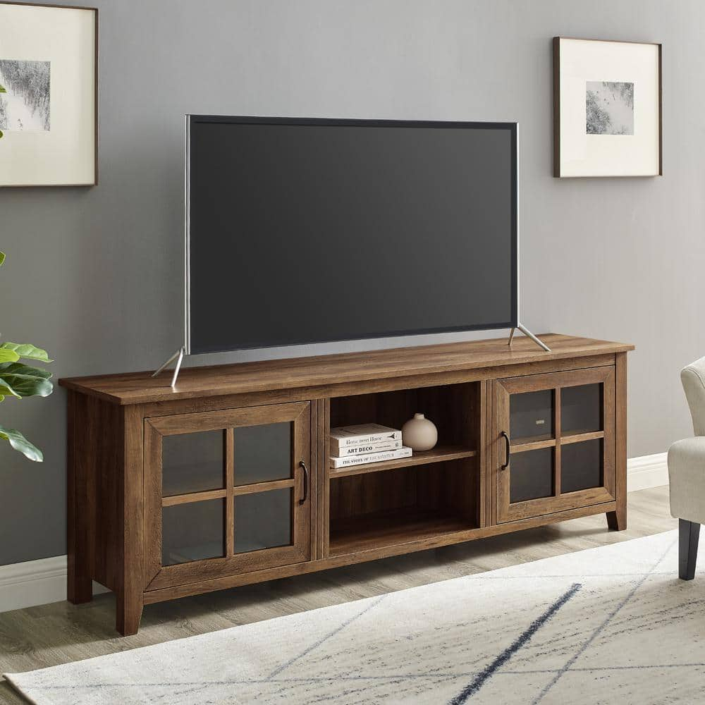 Rustic Oak 70" Farmhouse TV Stand with Cabinet
