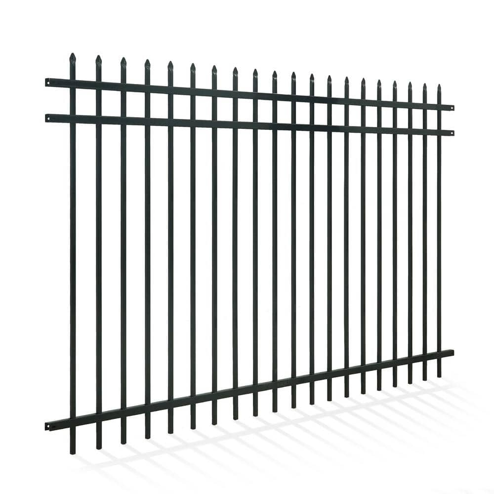 Fencer Wire Heavy Duty Pinnacle Fence Barrier Panel, 5FT Height X 8FT Width Anti-Rust Metal Fencing Panel, 2” Diameter Steel Outdoor Decorative Garden Fence Panel for Yard, Pool, Patio, Single Panel