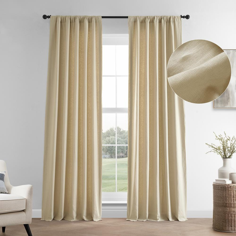 HPD HALF PRICE DRAPES French Linen Curtains 96 Inches Long Room Darkening Curtains for Bedroom & Living Room 50 X 96, (1 Panel), Walnut Beige, 50W x 96L
