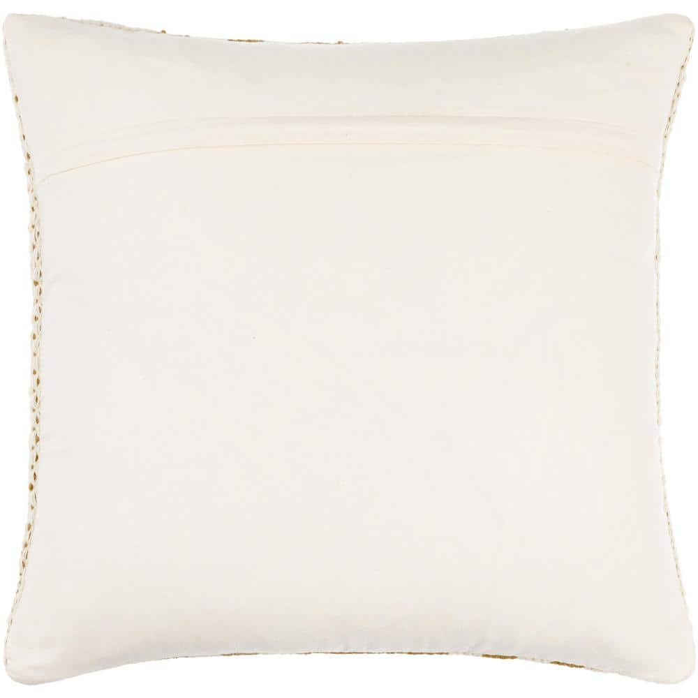 Brett 18" Round Light Brown and Off-White Cotton Linen Accent Pillow