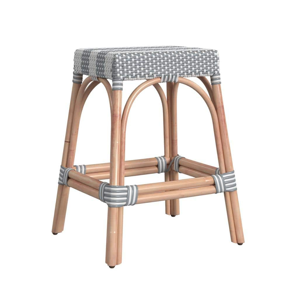 Butler Specialty Company Robias Rattan 24.5" Counter Stool - Gray & White Stripe