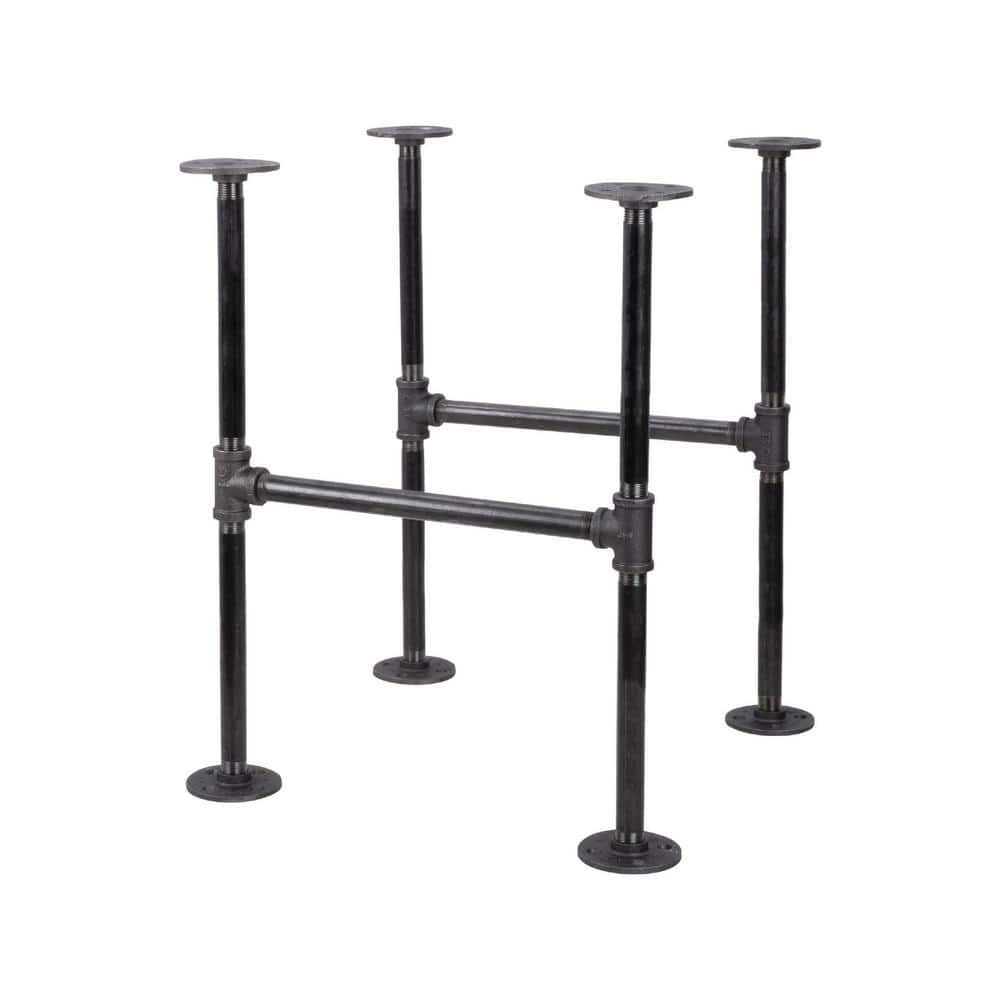 Industrial Pipe Table Leg Set,Metal Table Legs for Coffee and End Tables, Desks, Nightstand,2Pcs, 28" H × 18" W(Black)