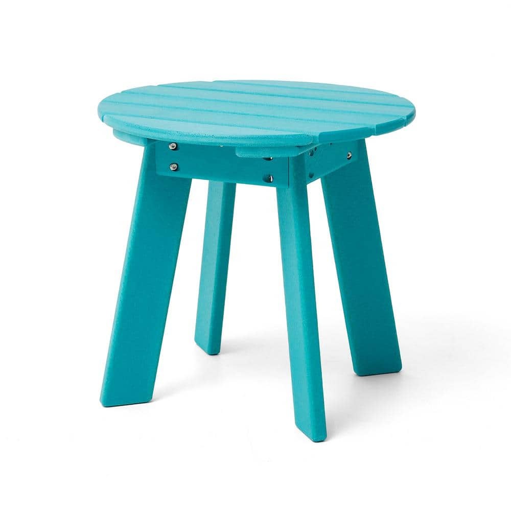 Aqua HDPE Round Outdoor Accent Table, 20" Diameter