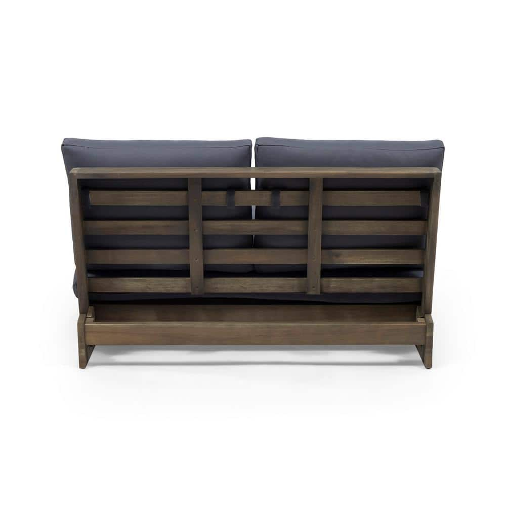 Noble House Sherwood Outdoor Acacia Wood Loveseat in Gray and Dark Gray
