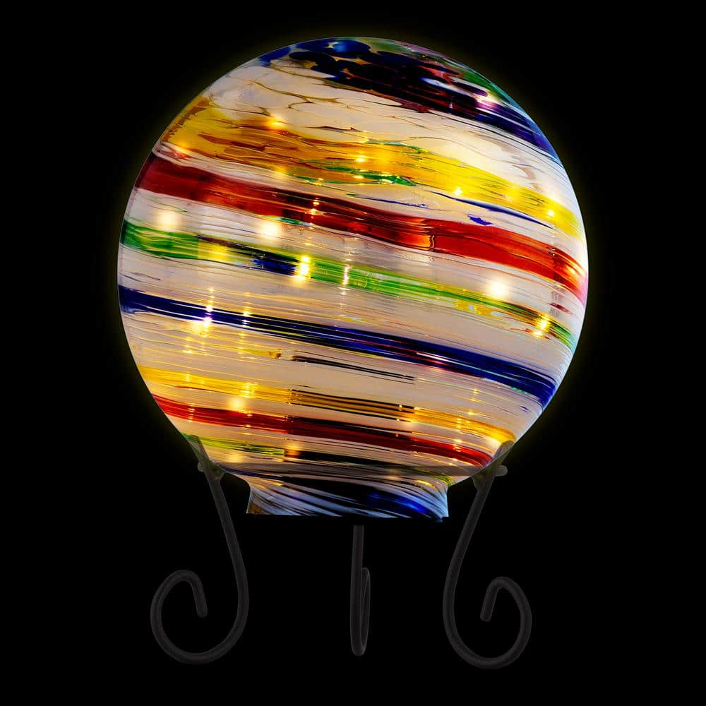 Alpine Corporation 10" Light up Glass Gazing Balls, Multicolor